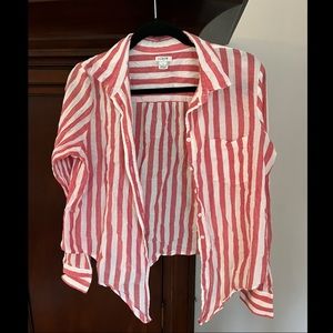 J. Crew long sleeve striped linen button up shirt